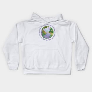 only one earth - protect our beautiful planet (watercolors and purple handwriting repeated) Kids Hoodie